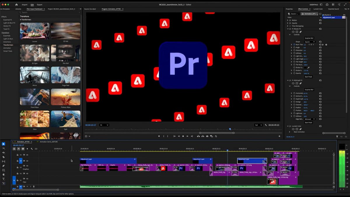 Création de conceptions animées dans Premiere Pro à partir de deux fichiers PNG seulement © Adobe