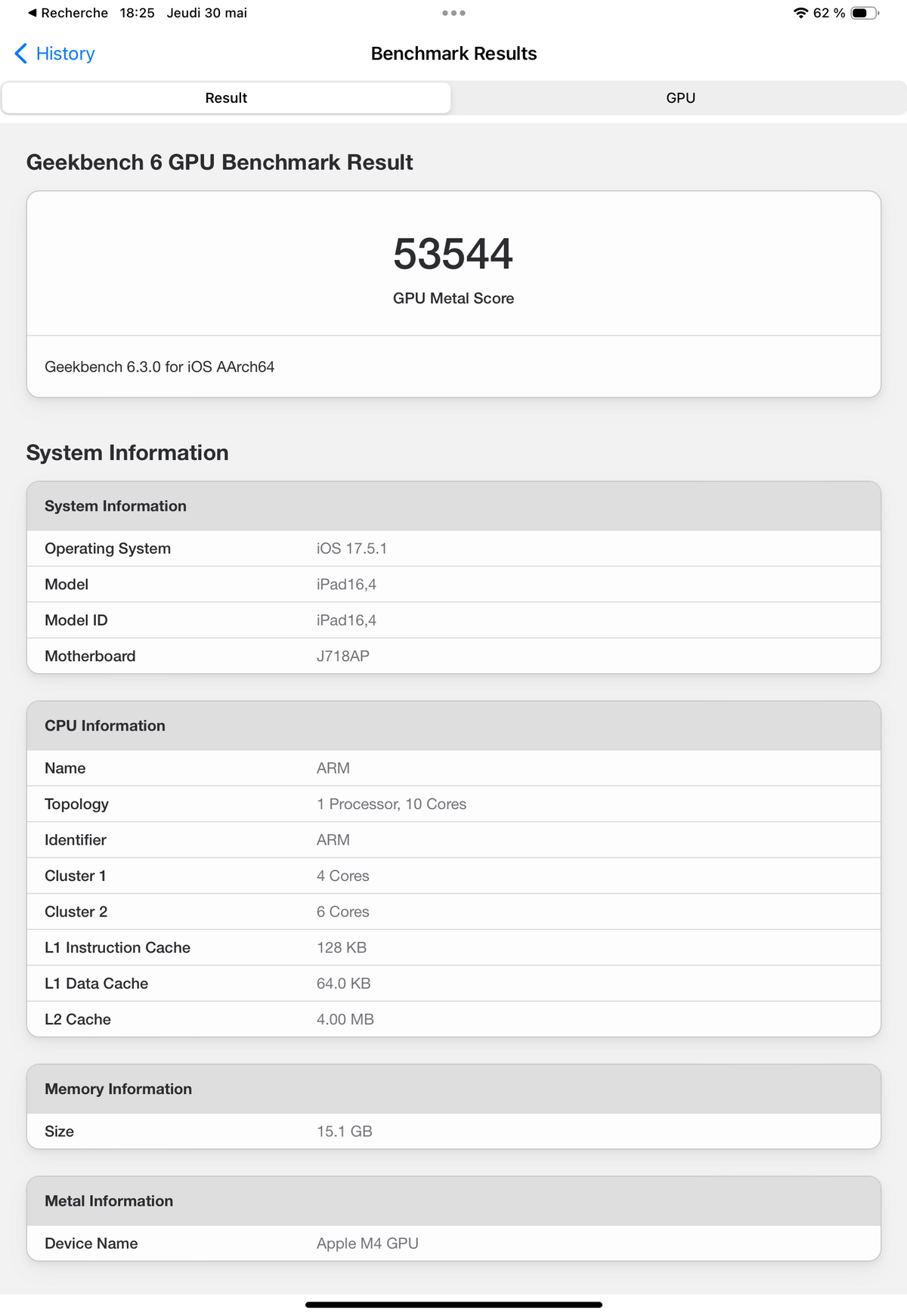 iPad Pro 2024 Geekbench GPU