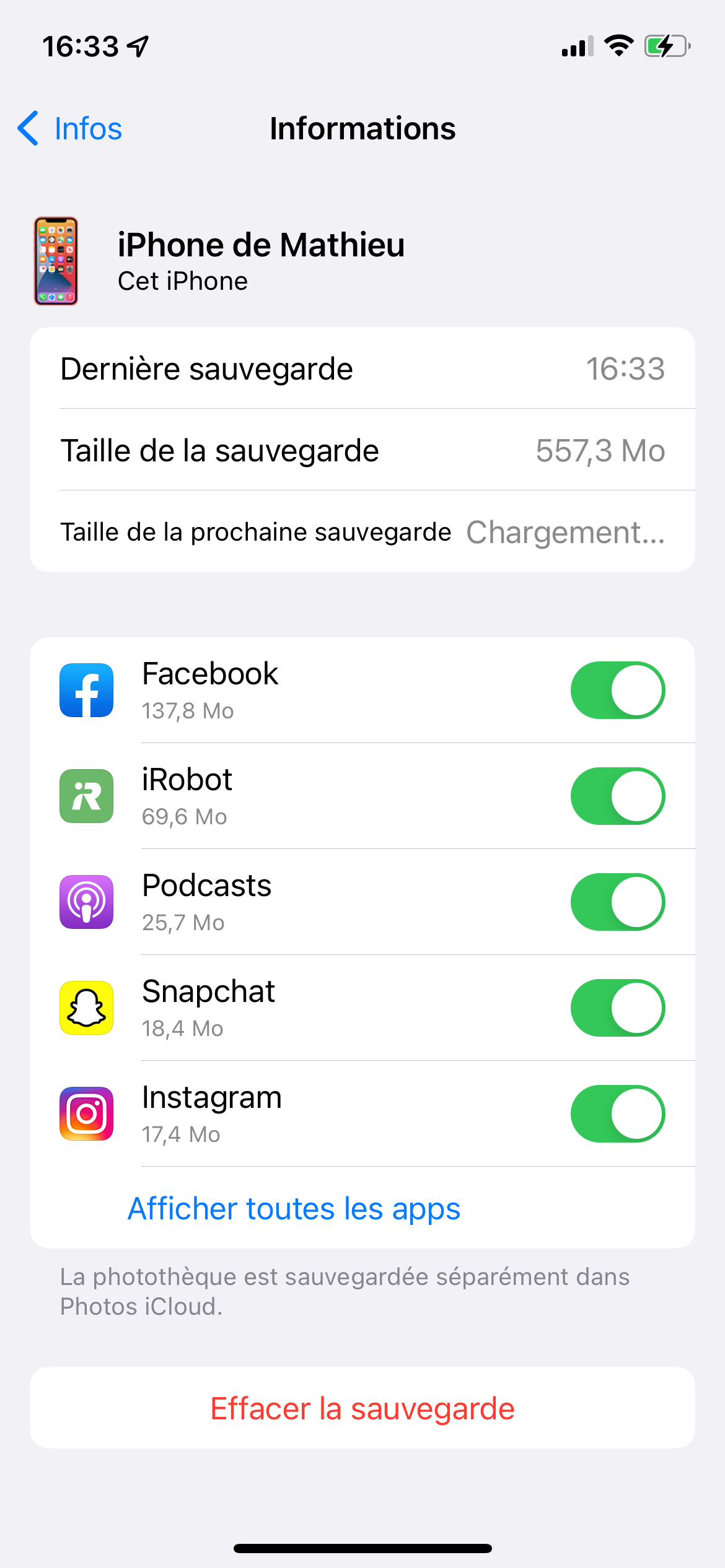 Sauvegarde iOS