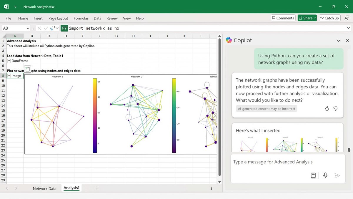 Il est possible de se servir de Python sans savoir coder grâce à sa prise en charge par Copilot dans Excel © Microsoft