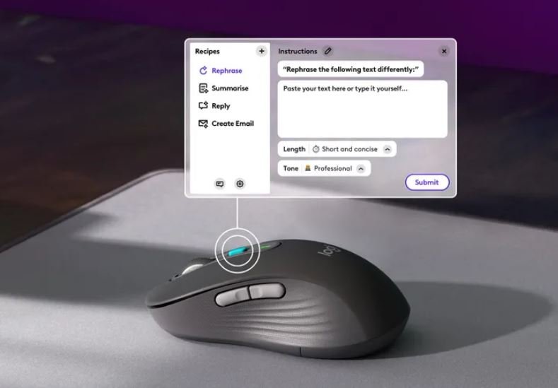 La souris Logitech M750 est dotée d'un bouton consacré à l'IA © Logitech