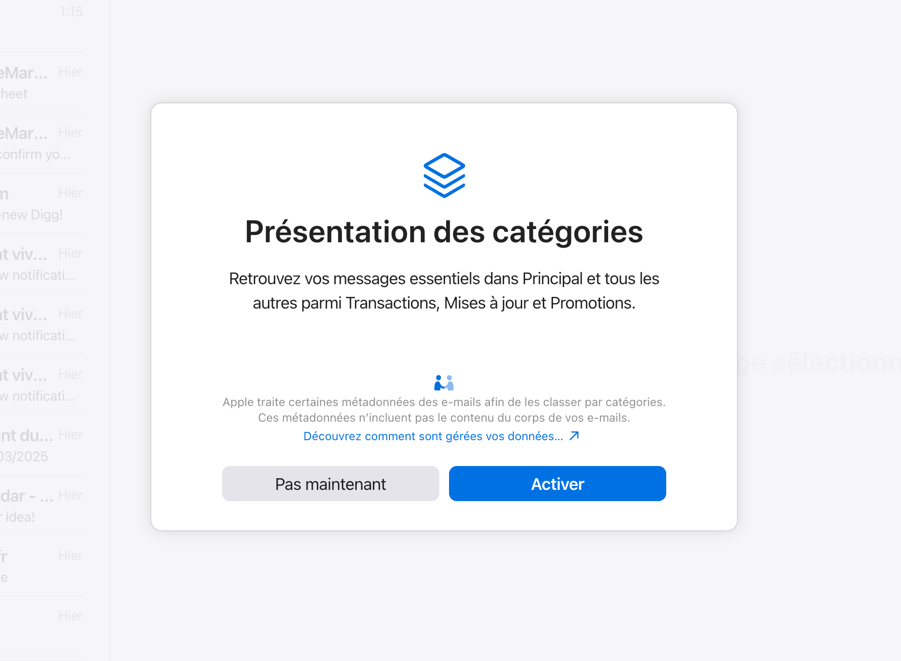 iCloud Mail - les catégories disponible en version bêta