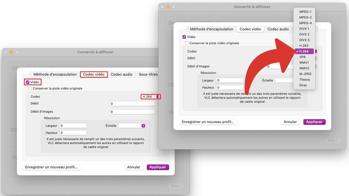 Définir le codec vidéo © Clubic