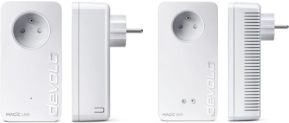 À gauche, l'unique bouton du Magic 2 LAN ; À droite, le Magic 2 WiFi et ses boutons CPL / WiFi © devolo