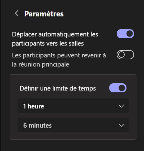 Microsoft Teams minuteur salles de pause