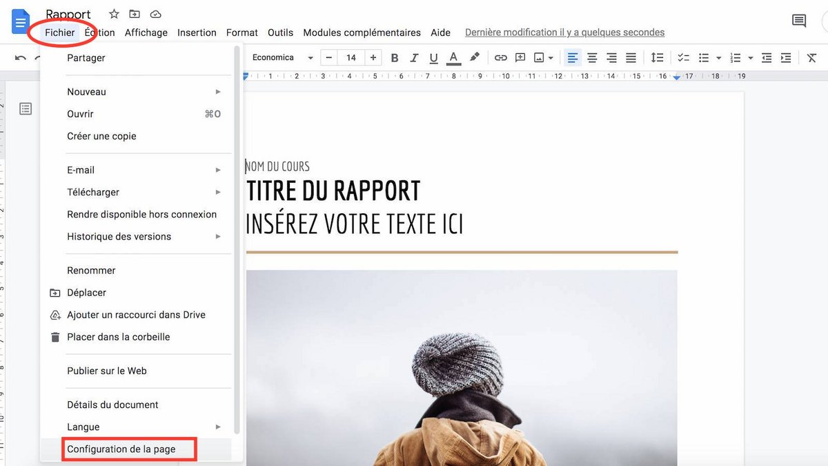 format Paysage Google Docs