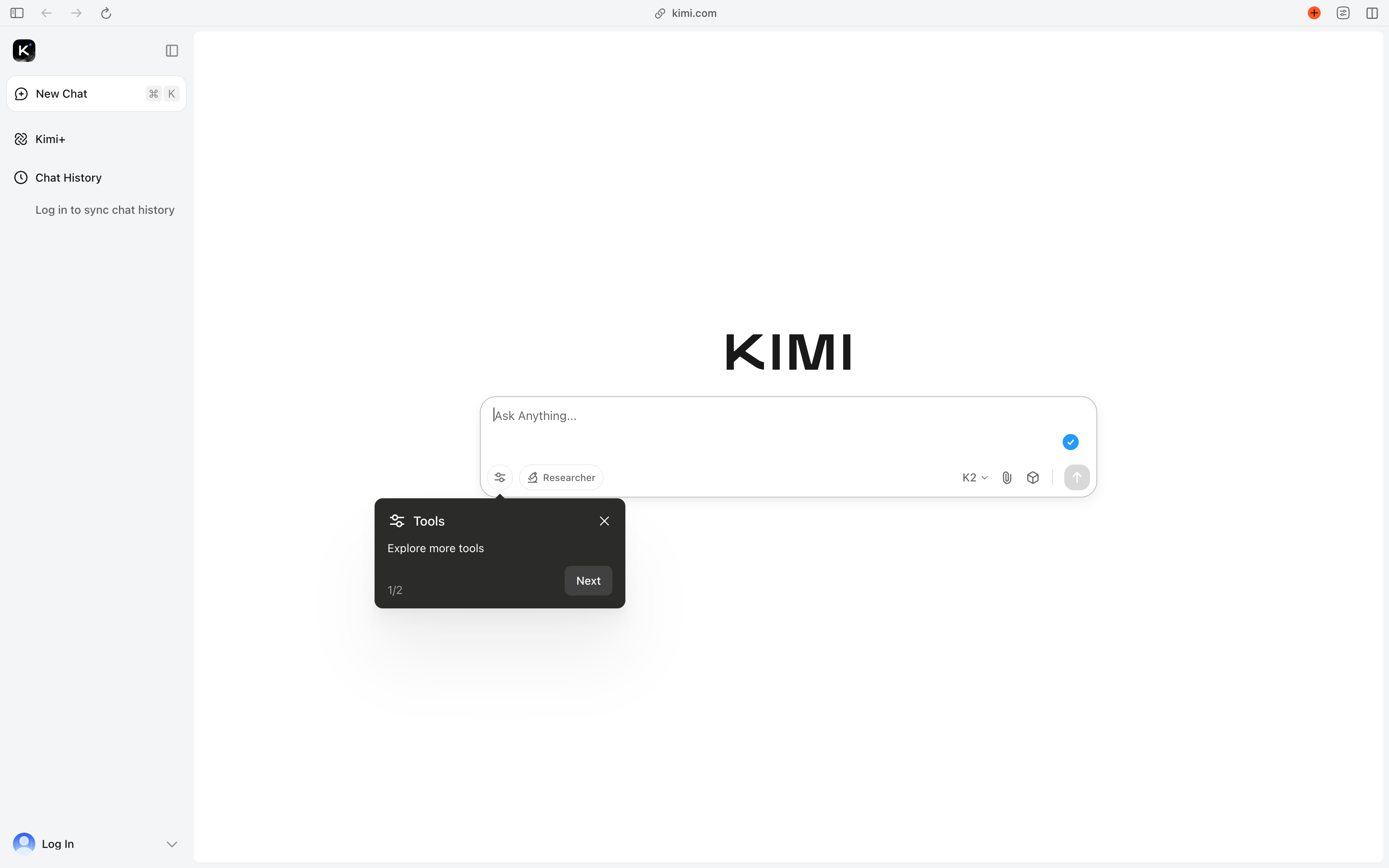 Kimi K2 est accessible via un chatbot mis en place par son éditeur Moonshot... à vos risques et périls. © Moonshot/Clubic