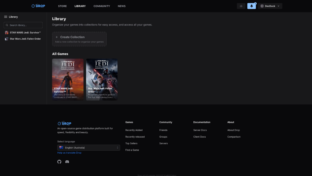 La libraire de jeux personnalisable de Drop. © Drop