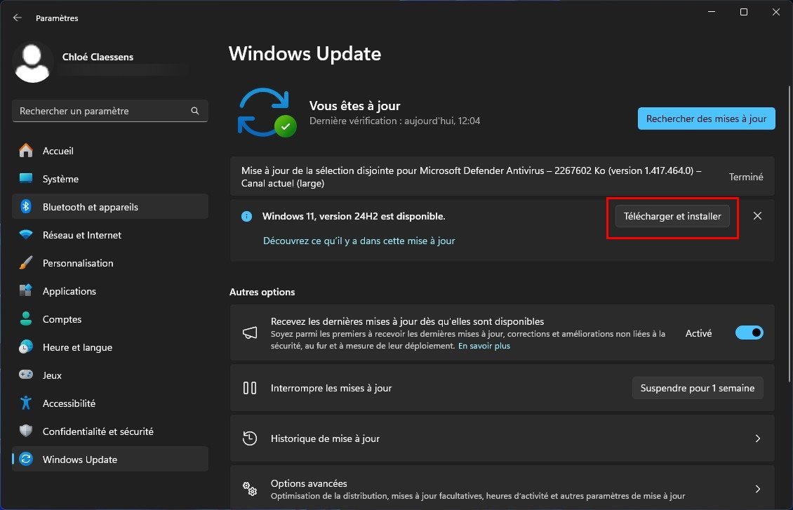 Téléchargez et installez la mise à jour Windows 11, version 24H2 © Clubic