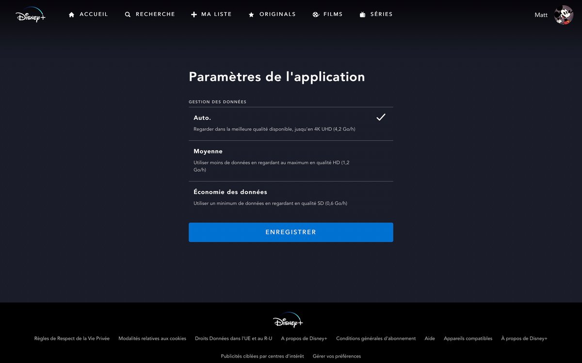 Disney+ - La gestion de la qualité vidéo