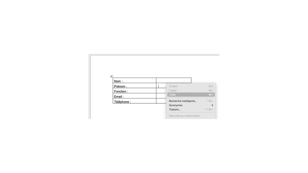 Tableau Excel collé dans Word © Pascale Duc pour Clubic