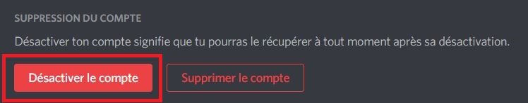 tuto discord désactiver compte