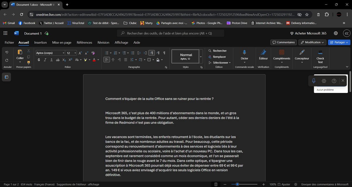 Microsoft Word en ligne offre les mêmes fonctionnalités essentielles que sa version locale... mais gratuitement © Clubic