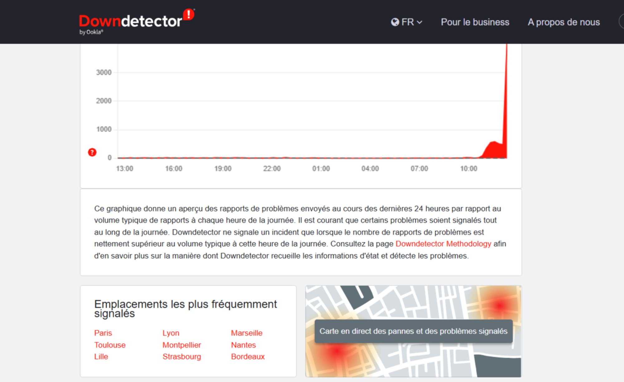 Sur Downdetector, les signalements s'affolent © Clubic