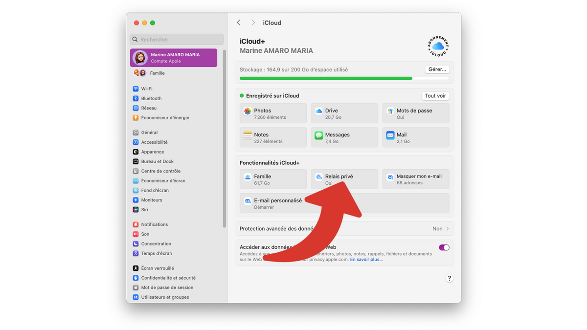 Ouvrir les réglages du relais privé iCloud sur Mac © Clubic
