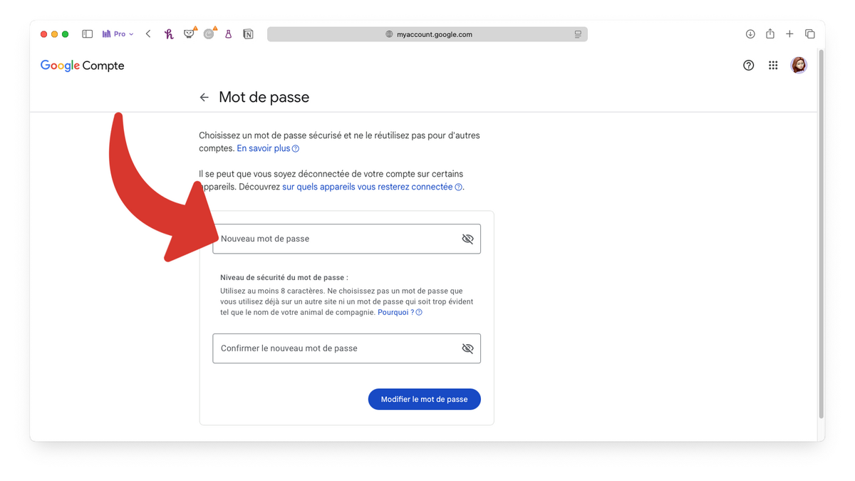 Saisir deux fois un nouveau mot de passe © Clubic