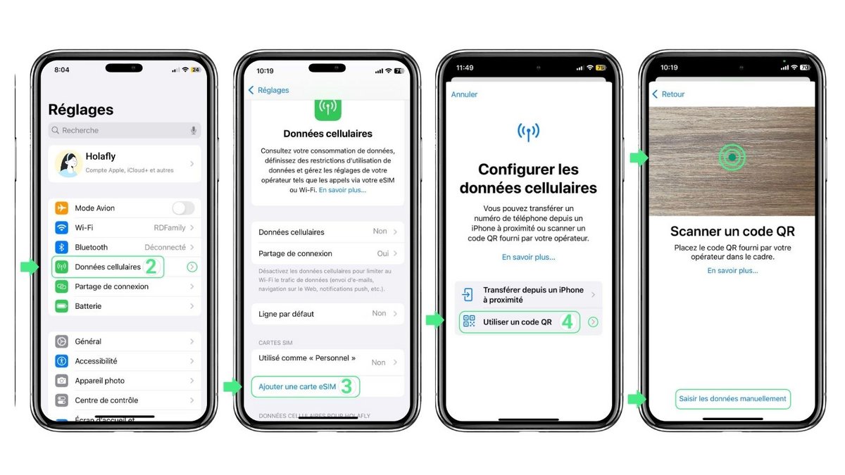 Installez une eSIM sur votre nouvel iPhone en scannant à nouveau votre QR code - © Holafly/Apple