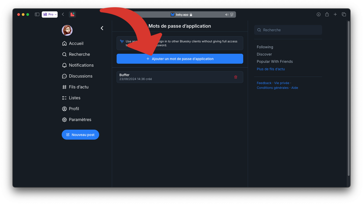 Ajouter un mot de passe d'application © Clubic