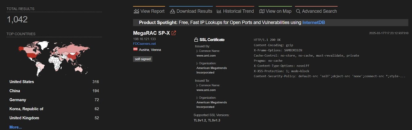 Plus de 1 000 serveurs exposant une interface BMC MegaRAC SP-X ont été identifiés en ligne, répartis dans plusieurs pays, dont les États-Unis, la Chine, l’Allemagne, la Corée du Sud, mais aussi la France. © Eclypsium