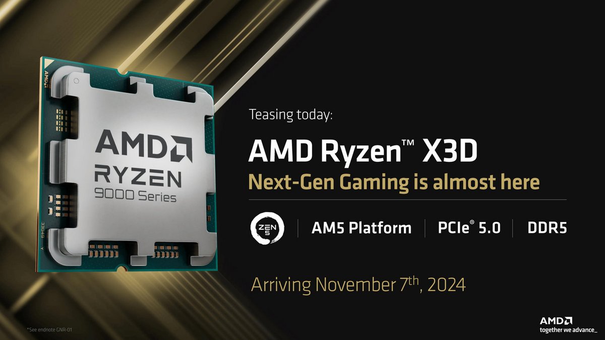  Les Ryzen 9000X3D seront dévoilés le 7 novembre prochain © AMD