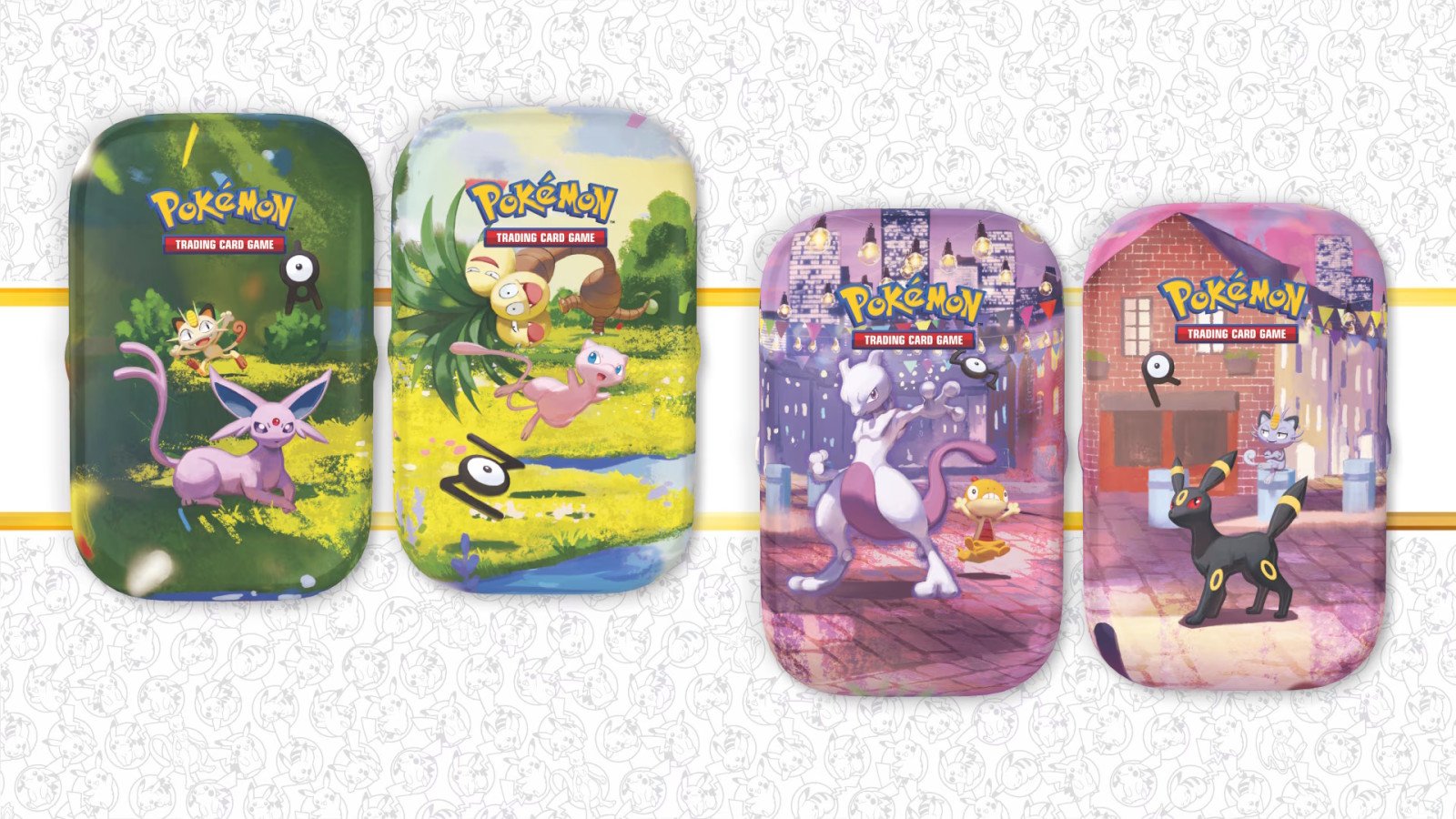 Dix modèles de mini-boîtes collector sont proposés. Chacun contient deux boosters, une page d’autocollants et une carte artistique. ©Pokémon