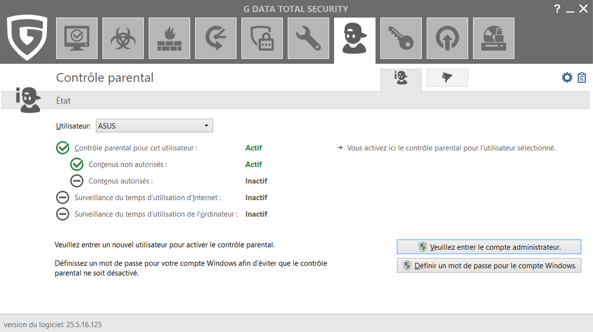 G DATA Total Security - Contrôle parental