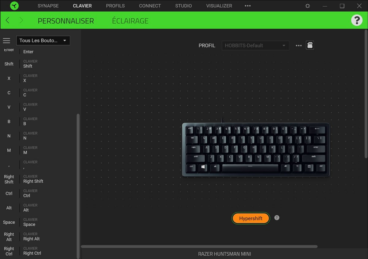 Razer Synapse et la fameuse fonctionnalités Hypershift pour doubler les commandes © Nerces pour Clubic
