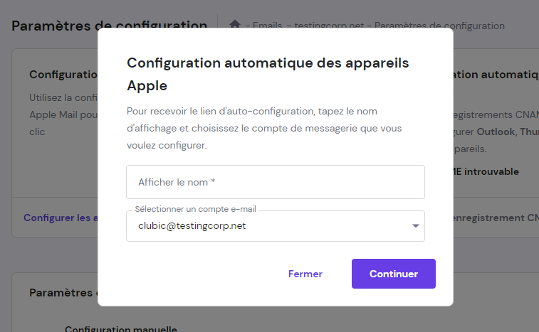 @Hostinger webmail : configuration automatique des appareils Apple