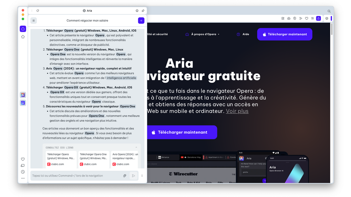 Comment bien utiliser Aria, l'IA du navigateur Opéra ? © Clubic