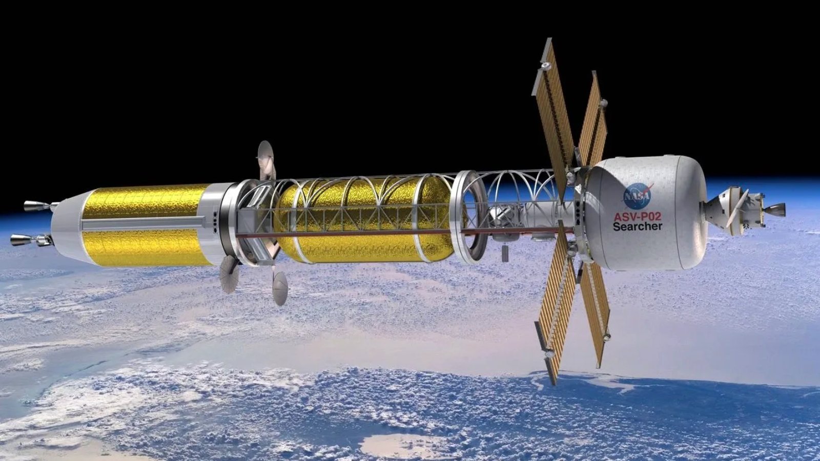 Illustration d'un vaisseau à propulsion nucléaire. ©NASA