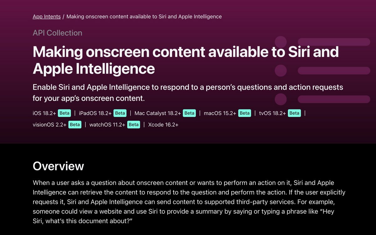 La documentation Apple en dit plus sur les prochaines évolutions de Siri  © Apple