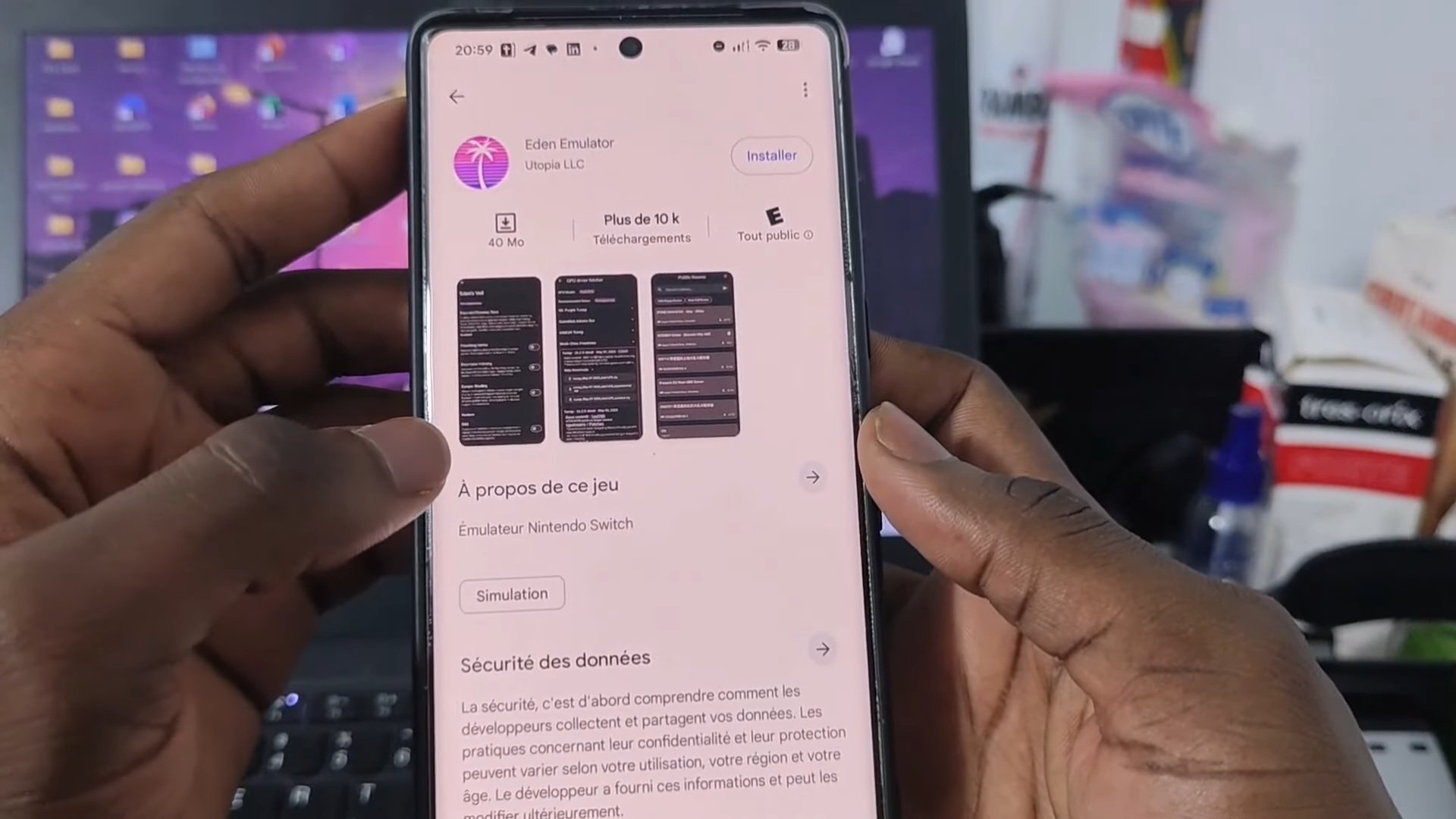 Eden dans le Google Play Store avant son retrait. © Guypro Gaming/YouTube