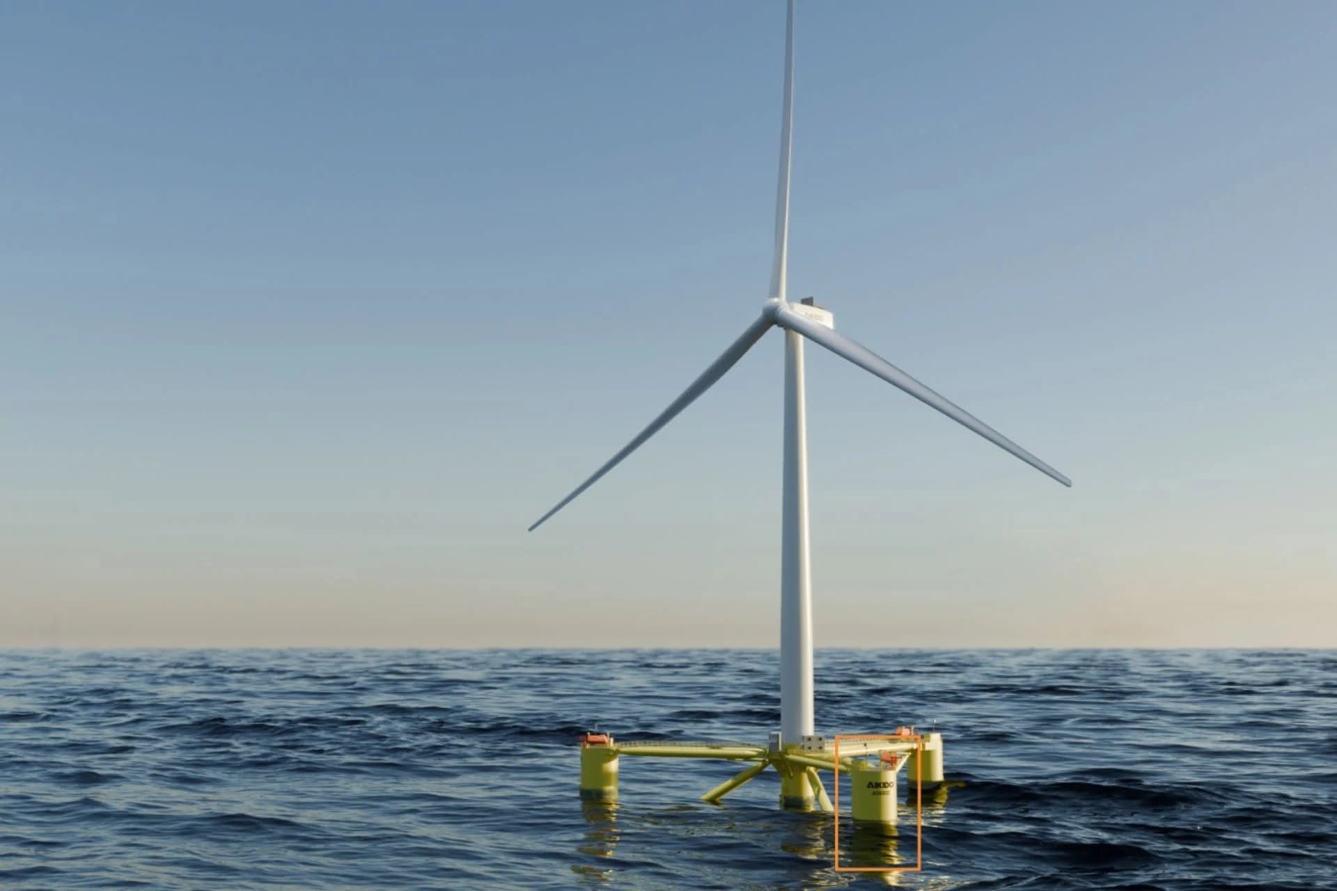 Rendu 3D d'une plateforme éolienne offshore flottante © Aikido Technologies