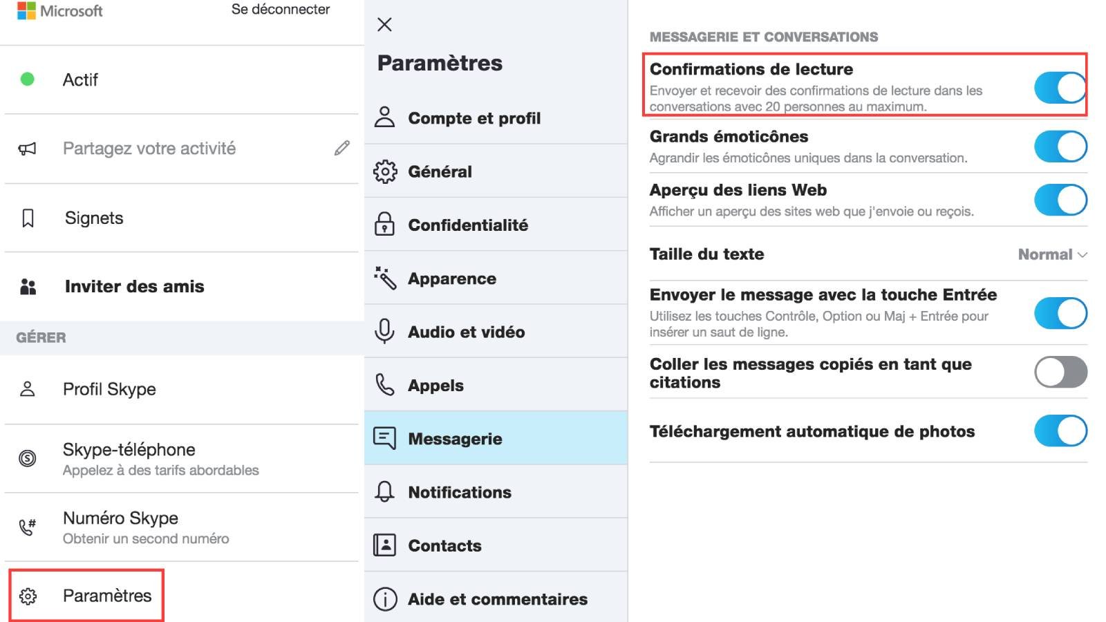 Skype messages