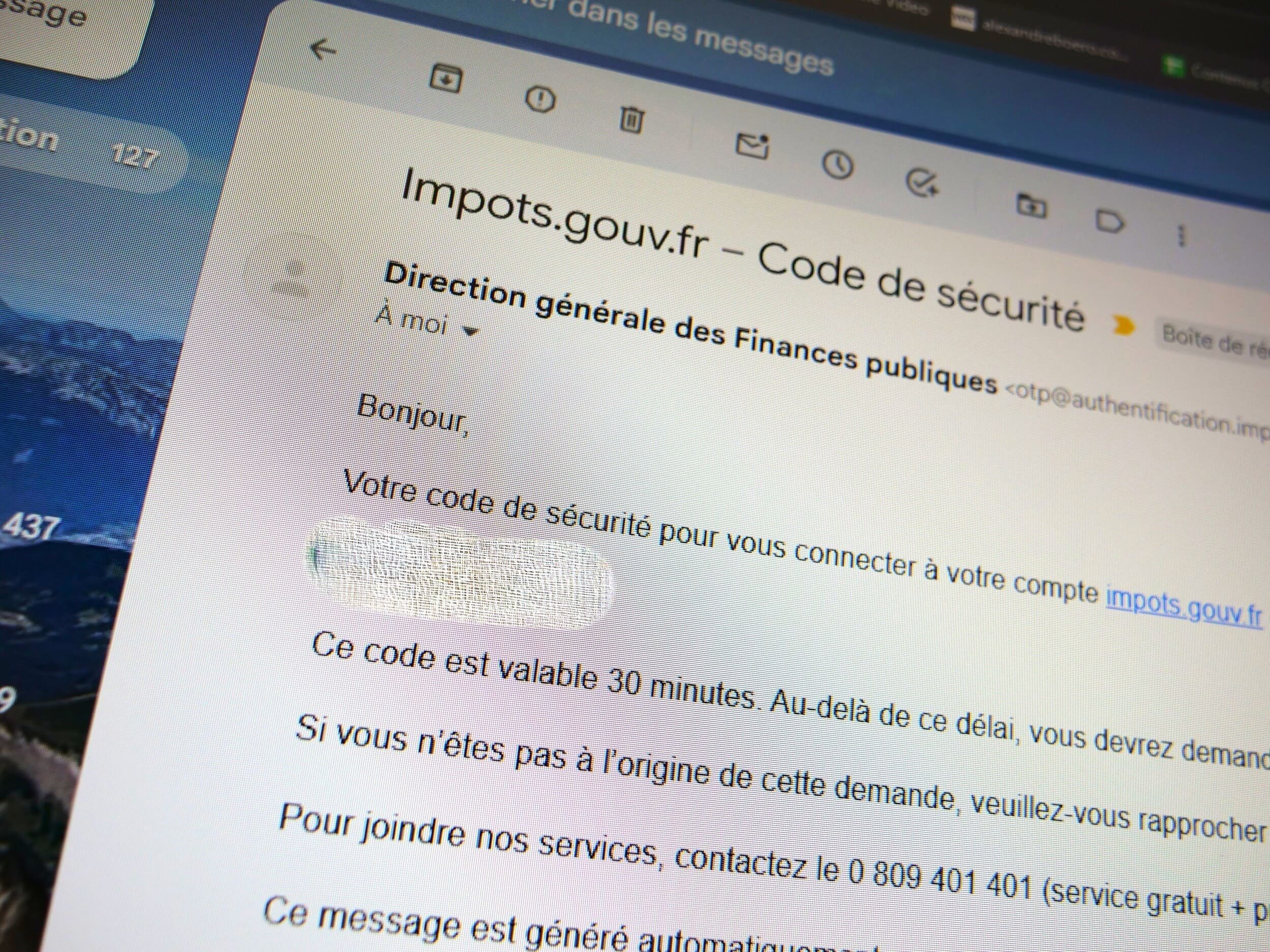 Un extrait du mail reçu avec le code qui, ici a été effacé © Alexandre Boero / Clubic