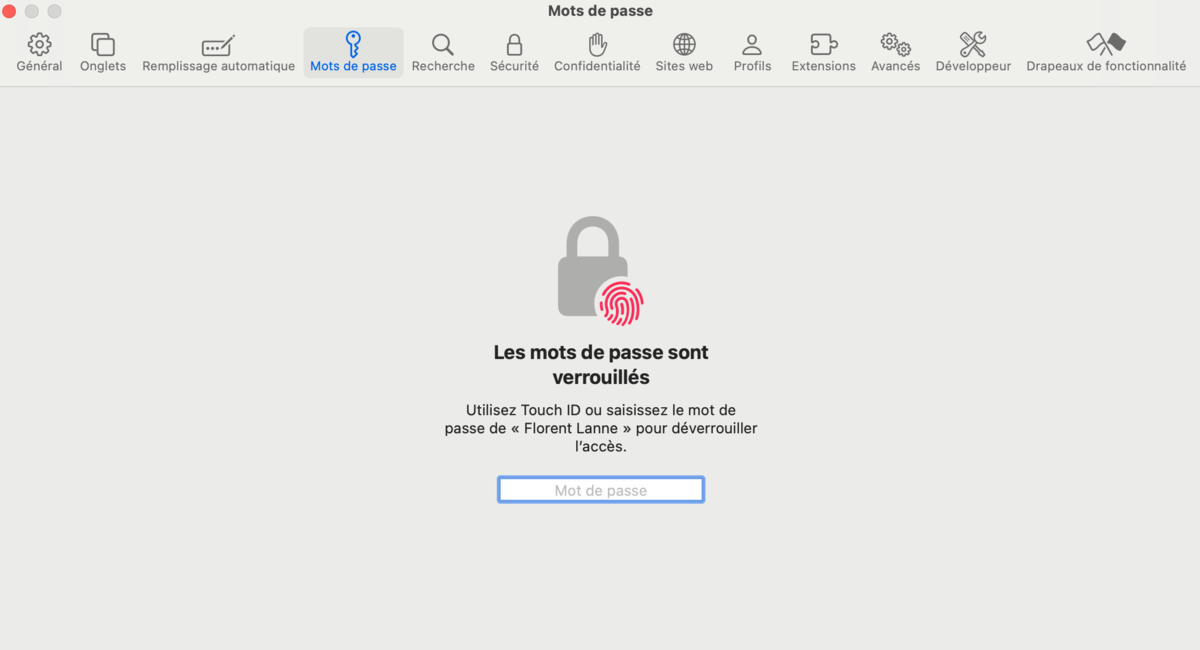 Récupérer un mot de passe oublié sur Mac dans Safari