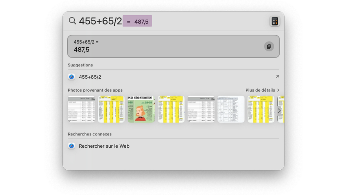 Faire un calcul avec Spotlight  pour améliorer votre productivité sur Mac © Clubic