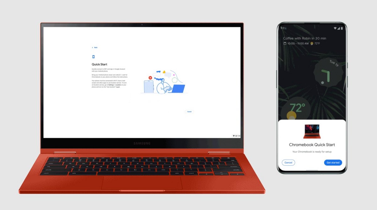 Configuration rapide du Chromebook via son smartphone Android © Google
