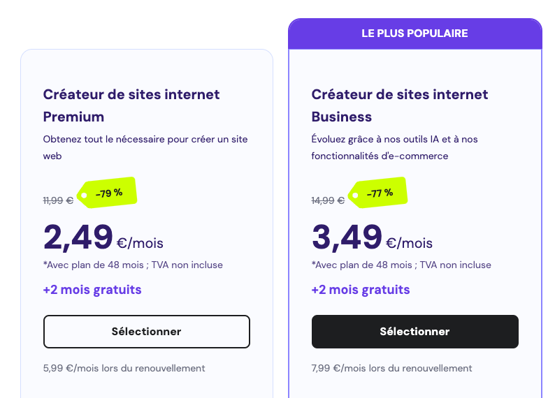 Des tarifs ultra compétitifs © Hostinger