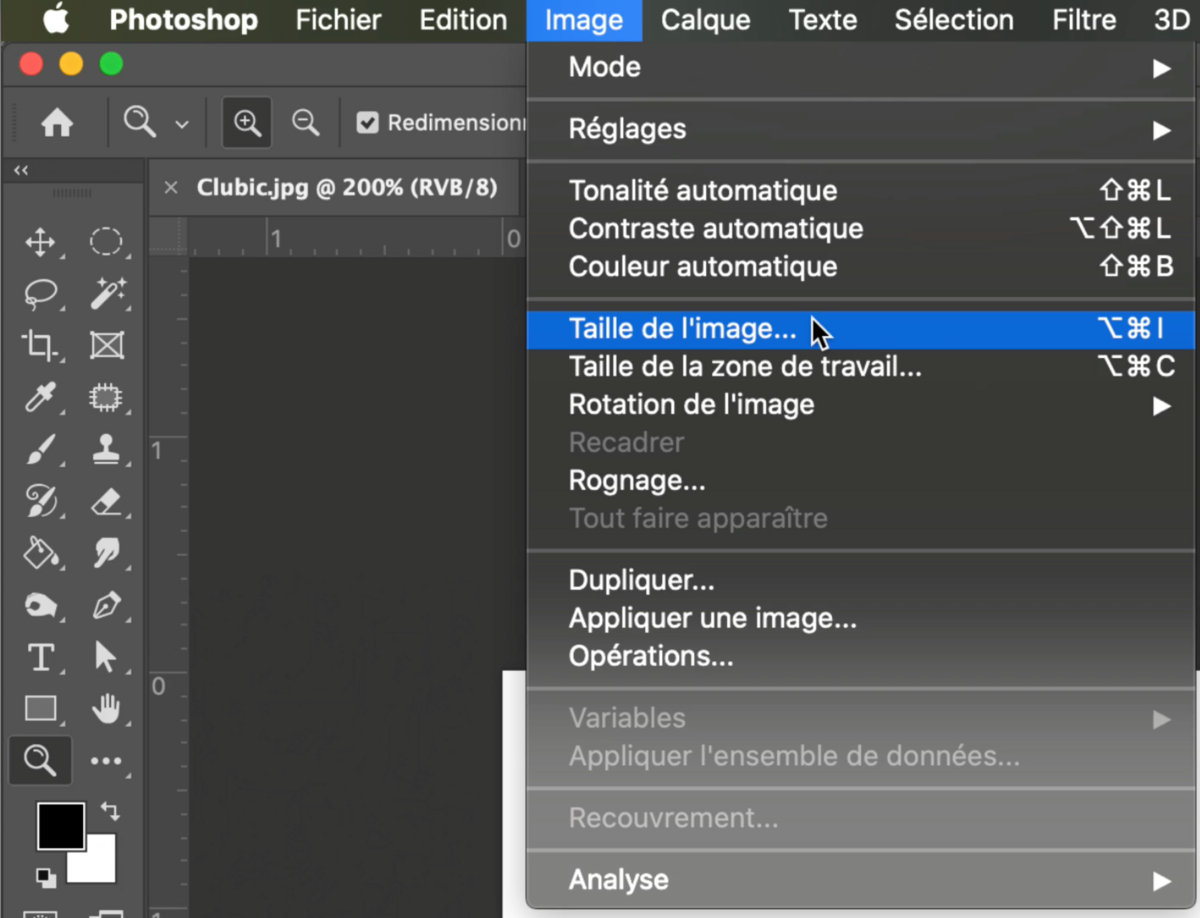 Image > Taille de l'image