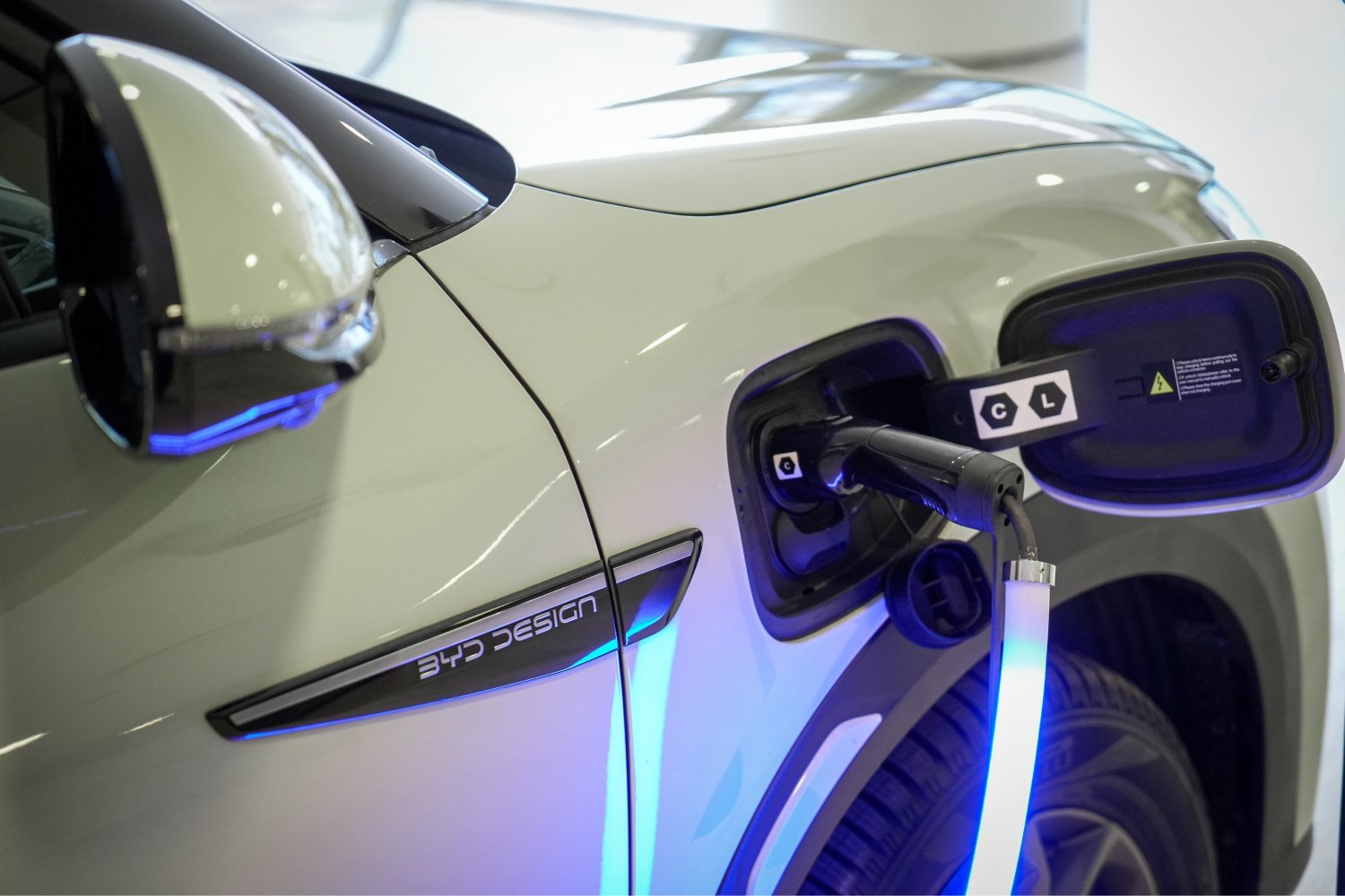 Une voiture électrique BYD qui charge. ©MikeDotta / Shutterstock