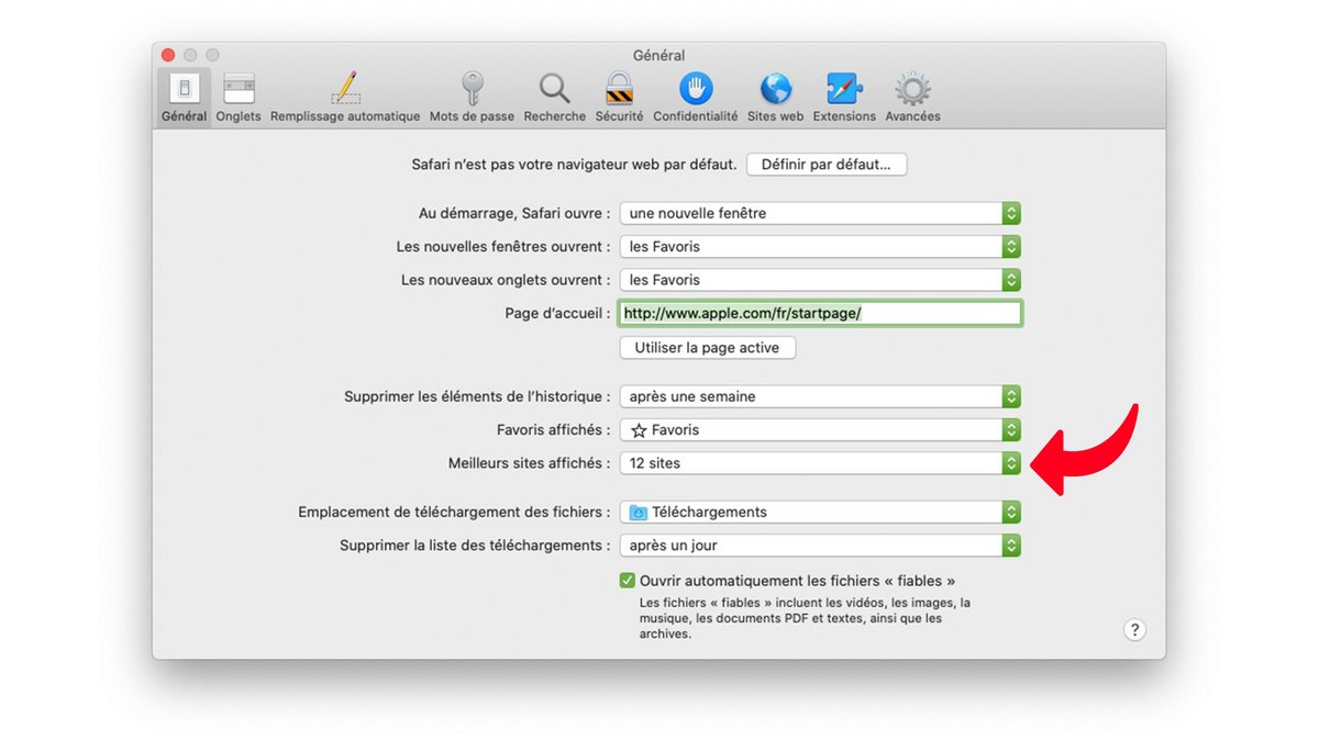 tuto supprimer sites fréquents Safari