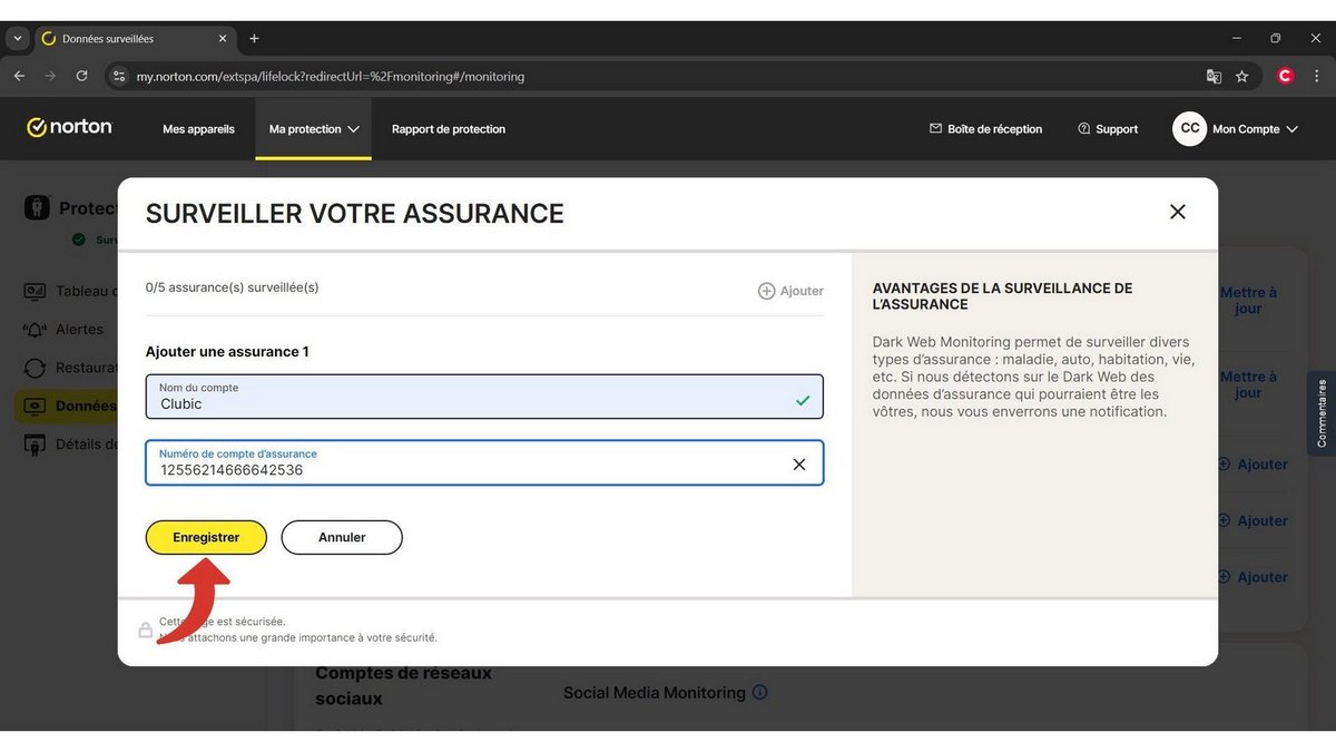 Enregistrez votre numéro de contrat d'assurance © Clubic