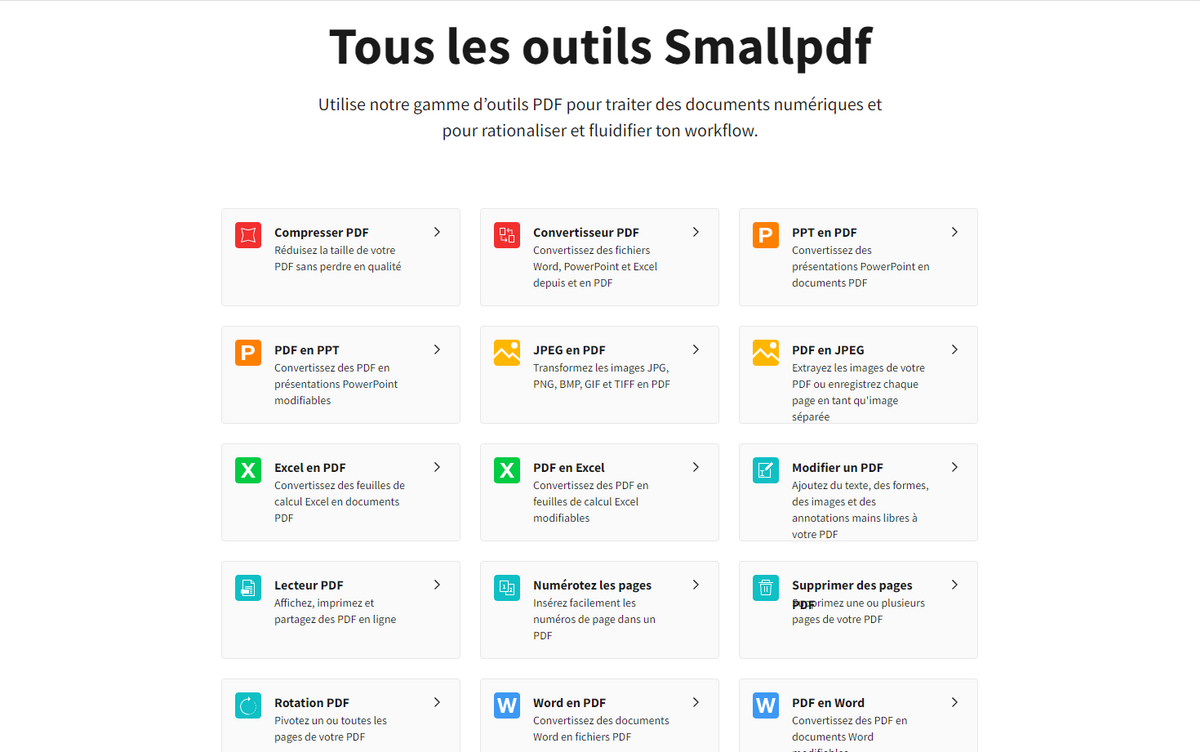 SmallPDF Outils