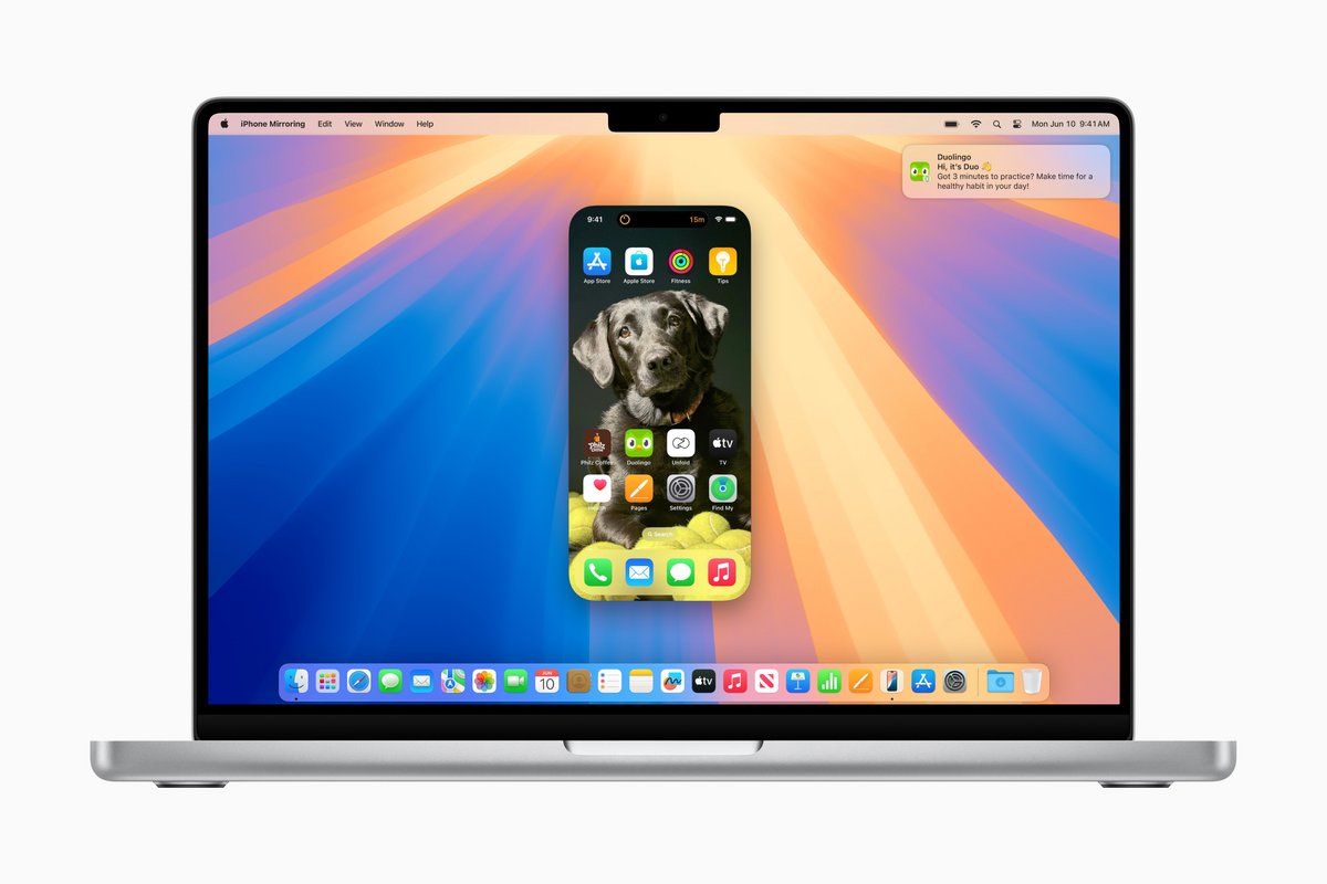 La fonction de mirroring de l'iPhone permet de contrôler et visualiser votre iPhone directement depuis votre Mac. © Apple