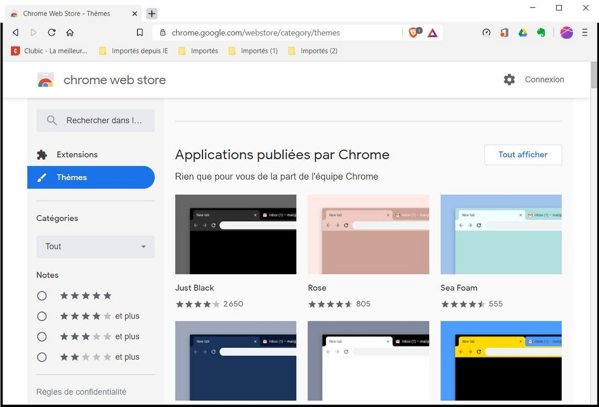 Installer un thème à partir du Chrome Web Store