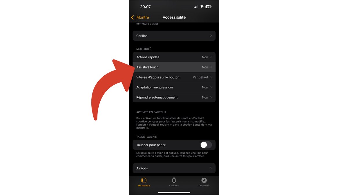 Activation de l'option AssistiveTouch © Clubic