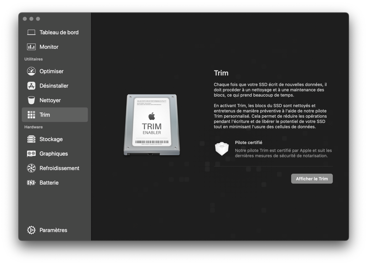 Activez le TRIM pour optimiser les performances de votre SSD et prolonger sa durée de vie.