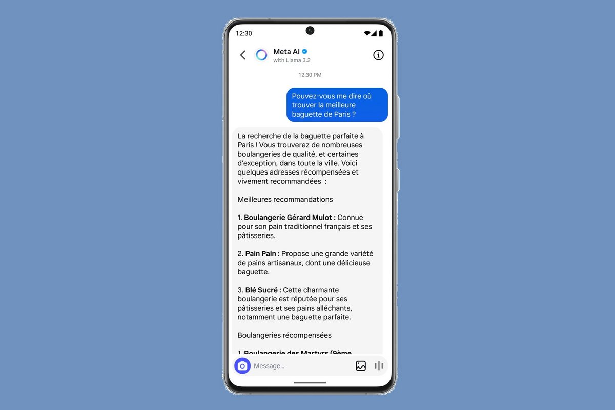 Voici à quoi ressemble une conversation avec le chatbot Meta AI © Meta / Clubic